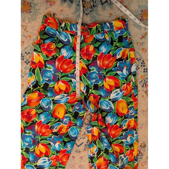 Gap Womens Floral High-Waisted Vibrant Tulip Print 100% Cotton Pants Size 9/10 - Picture 7 of 9